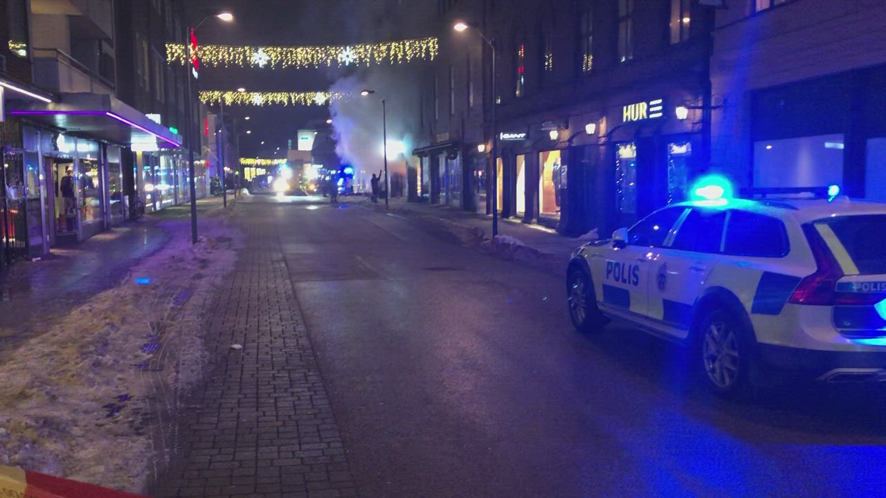 Brand i butikslokal på Brogatan 